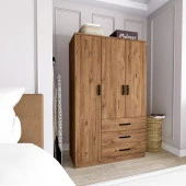 Midoser Easy Atlantik Çam 3 Kapılı 3 Çekmeceli Çok Amaçlı Elbise Dolabı - 2