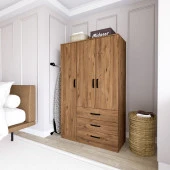 Midoser Easy Atlantik Çam 3 Kapılı 3 Çekmeceli Çok Amaçlı Elbise Dolabı - 4