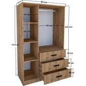 Midoser Easy Atlantik Çam 3 Kapılı 3 Çekmeceli Çok Amaçlı Elbise Dolabı - 6