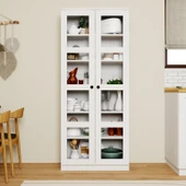 Midoser Lucas Cam Kapaklı Vitrin - Büfe - Kitaplık ve Çok Amaçlı Dolap ( AYARLANABİLİR RAF ) - 7