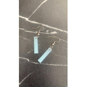 Buz Mavi Renkli Simli Sedefli Parlak Gümüş Aksesuarlı Çubuk Şekil Sallantılı Epoksi Küpe Hediyelik thumbnail 4