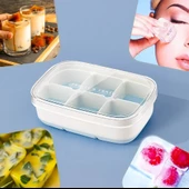 Periboia 6 Bölmeli Silikon Tabanlı Kapaklı Buz Kalıbı Yapışmaz - 1