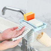 Periboia Musluğa Takılan Sünger Havlu Askısı Sabun Hazneli Mutfak Banyo Lavabo Düzenleyici Organizer - 4