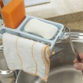 Periboia Musluğa Takılan Sünger Havlu Askısı Sabun Hazneli Mutfak Banyo Lavabo Düzenleyici Organizer - 2