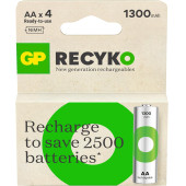 GP Batteries ReCyko 1300 AA Kalem Ni-Mh Şarjlı Pil, 1.2 Volt, 4'lü Kart - 1