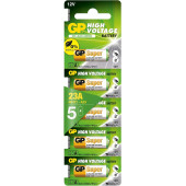 GP Batteries GP23A Süper Alkalin 23A/MN21/V23GA Boy Pil, 12 Volt, 5'li Kart, Bakır/Beyaz/Yeşil - 1