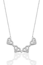 925 ayar gümüş rodyumlu baget kesim zirkon taşlı mıknatıslı açılır kapanır yonca kolye. SGTL12360RODAJ thumbnail 2