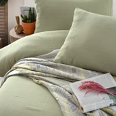 Schafer Home Nature Müslin Yatak Örtüsü Nevresim Seti 5 Parça-Yeşil - 2
