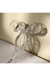 Kadın Şeffaf Büyük Boy Fiyonk Parlak Kırılmaz Toka (11Cm) - 1