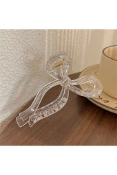 Kadın Şeffaf Büyük Boy Fiyonk Parlak Kırılmaz Toka (11Cm) - 2