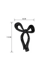 Kadın Siyah Büyük Boy Fiyonk Parlak Kırılmaz Toka (11Cm) - 4