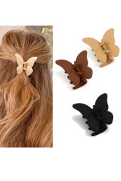 Kadın 3'lü Kahverengi Siyah Kelebek Toka Seti - 1