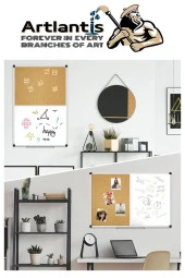 Çift Fonksiyonlu Yazı Tahtası ve Mantar Pano 60x90 cm 1 Adet Alüminyum Çerçeveli Mantar Panolu Yazı Tahtası - 6