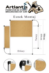 Çift Fonksiyonlu Yazı Tahtası ve Mantar Pano 60x90 cm 1 Adet Alüminyum Çerçeveli Yazı Tahta Kalemi ve Silgisi Harita Çivisi - 3