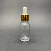 15Ml Şeffaf Cam Damlalıklı Şişe , Gold Metalik Kapak  ,  15 Cc Saydam Cam Damlalıklı Şişe x 6 Adet thumbnail 2