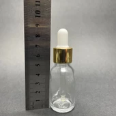 15Ml Şeffaf Cam Damlalıklı Şişe , Gold Metalik Kapak  ,  15 Cc Saydam Cam Damlalıklı Şişe x 6 Adet thumbnail 3