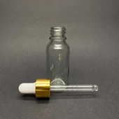 20Ml Şeffaf Cam Damlalıklı Şişe , Gold Metalik Kapak  ,  20 Cc Saydam Cam Damlalıklı Şişe x 6 Adet thumbnail 2