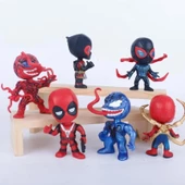 6'lı Anime Karakter Seti Spider-Man Siyah Spider-Man Venom Carnage Deadpool - 2