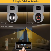 QASUL Yeni Nesil Çift Lens Biri Sabit Biri Hareketli Güvenlik Kamerası Hareket Algılama 4 MP Renkli Gece Görüşü - 5