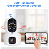 QASUL Yeni Nesil Çift Lens Biri Sabit Biri Hareketli Güvenlik Kamerası Hareket Algılama 4 MP Renkli Gece Görüşü - 6