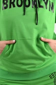 Kadın Büyük Beden Yazı Baskılı Kanguru Eşofman Takımı 8066-24 - 9