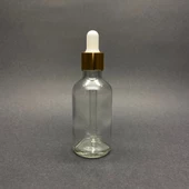 50Ml Şeffaf Cam Damlalıklı Şişe , Gold Metalik Kapak  ,  50 Cc Saydam Cam Damlalıklı Şişe x 6 Adet thumbnail 2