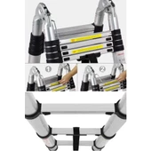 EBAX (2.2+2.2) 4.4 METRE 7+7 BASAMAK 14 BASAMAK ÇİFT YÖNLÜ ALÜMİNYUM TELESKOPİK MERDİVEN - 1