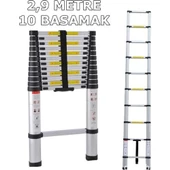 EBAX 2,9 MT 10 BASAMAKLI UZAYAN ALÜMİNYUM TELESKOPİK MERDİVEN thumbnail 2