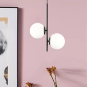 Apliqa Malibu 2 Li Siyah Beyaz Camlı Modern Genç Odası Mutfak Yatak Odası Retro Salon Avize - 3