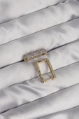 Pirinç Gold Renk Zirkon Taşlı Dikdörtgen Model Seranay Küpe - TJ-BKP9117 thumbnail 2