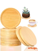 6 Adet Yuvarlak Bambu Altlık, Bardak Altlığı, Fincan Tabağı, Çay Tabağı - 1