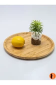 6 Adet Bambu (BÜYÜK BOY) Yuvarlak Servis Tabağı, Sunum Seti (25x25 cm) - 4