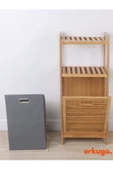 Bambu 2 Raflı Kirli Sepeti,  Çok Amaçlı Banyo Düzenleyici, Çamaşır Sepeti Organizer, Raf - 3