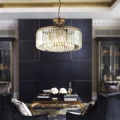 Apliqa Kanvas 45'Lik Eskitme Kristalli Taşlı Modern Tasarım Kristal Salon Avize thumbnail 1