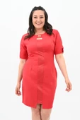 Kadın Büyük Beden Kısa Kollu Yaka Detaylı Elbise 5213-24 - 8