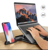 Coofbe Plastik 360° Döner Masaüstü Laptop Standı Ve Telefon Tutucu Yükseklik Ayarlı Laptop Tutucu - 7