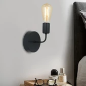 Apliqa Core Siyah Duvar Lambası Yatak Odası-Yatak Başı-Banyo İçin Modern Retro Aplik - 2
