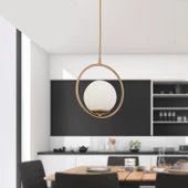 Apliqa Luis Tekli Eskitme Sarkıt Beyaz Camlı Modern Sarkıt Mutfak Salon Sarkıt Avize - 2