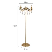 Apliqa Beyza 3Lü Eskitme Döküm Taşlı Modern Otantik Tasarım Metal Lambader - 4