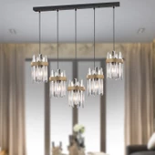 Apliqa Apatit 5'li Sıralı Siyah Eskitme Kristal Taşlı Modern Koridor Yatak Odası Salon Kristalli Avize thumbnail 1