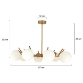 Apliqa Sara 8Li Eskitme Boyalı Beyaz Camlı Modern Genç Odası Yemek Masası Üstü Salon Avize thumbnail 9