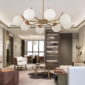 Apliqa Sara 8Li Eskitme Boyalı Beyaz Camlı Modern Genç Odası Yemek Masası Üstü Salon Avize thumbnail 1