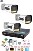 FURY 3 Kameralı Su Geçirmez 1080P 4 x Ultra Ledli Gece Renkli Güvenlik Kamera Seti 5500 1TB thumbnail 1