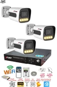 FURY 3 Kameralı Su Geçirmez 1080P 4 x Ultra Ledli Gece Renkli Güvenlik Kamera Seti 5500 500GB - 1