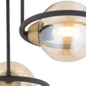 Apliqa Becca 3'lü Siyah Eskitme Bal Camlı Top Avize Modern Oturma Odası Salon Avize - 4