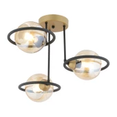 Apliqa Becca 3'lü Siyah Eskitme Bal Camlı Top Avize Modern Oturma Odası Salon Avize - 3