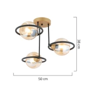 Apliqa Becca 3'lü Siyah Eskitme Bal Camlı Top Avize Modern Oturma Odası Salon Avize - 5