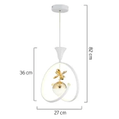 Mengü Tekli Beyaz Gold 3 Renkli 36 Watt Ledli Modern Oturma Odası, Koridor, Salon Led Avize thumbnail 5