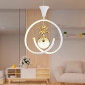 Mengü Tekli Beyaz Gold 3 Renkli 36 Watt Ledli Modern Oturma Odası, Koridor, Salon Led Avize thumbnail 1