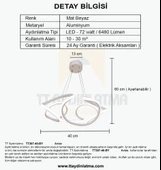 TT Aydınlatma TT307-40-BY  Helezon Modeli Mat Beyaz Led Avize thumbnail 4